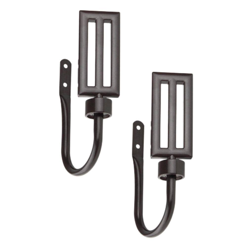 Cocoa Metal and Resin Hook Curtain Holdback Set