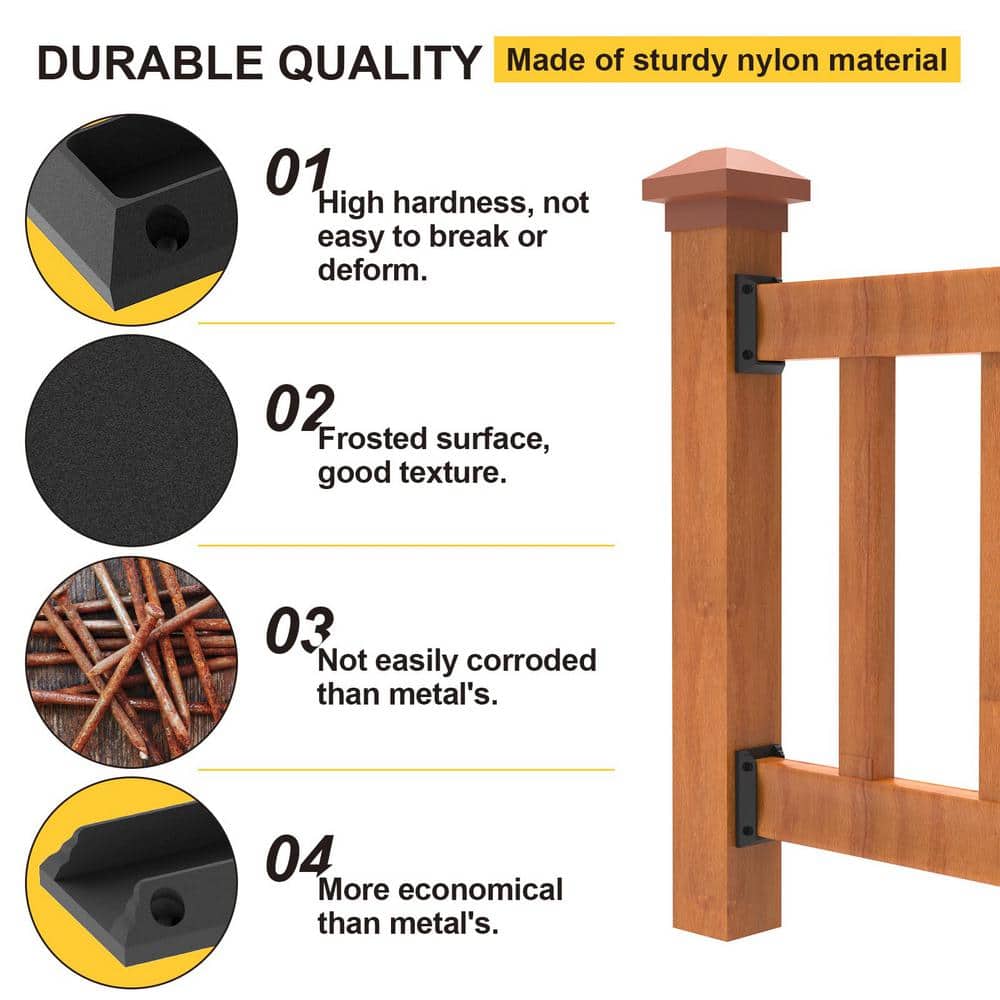 Black Nylon Deck Railing Bracket Connectors with Stainless Steel Screws