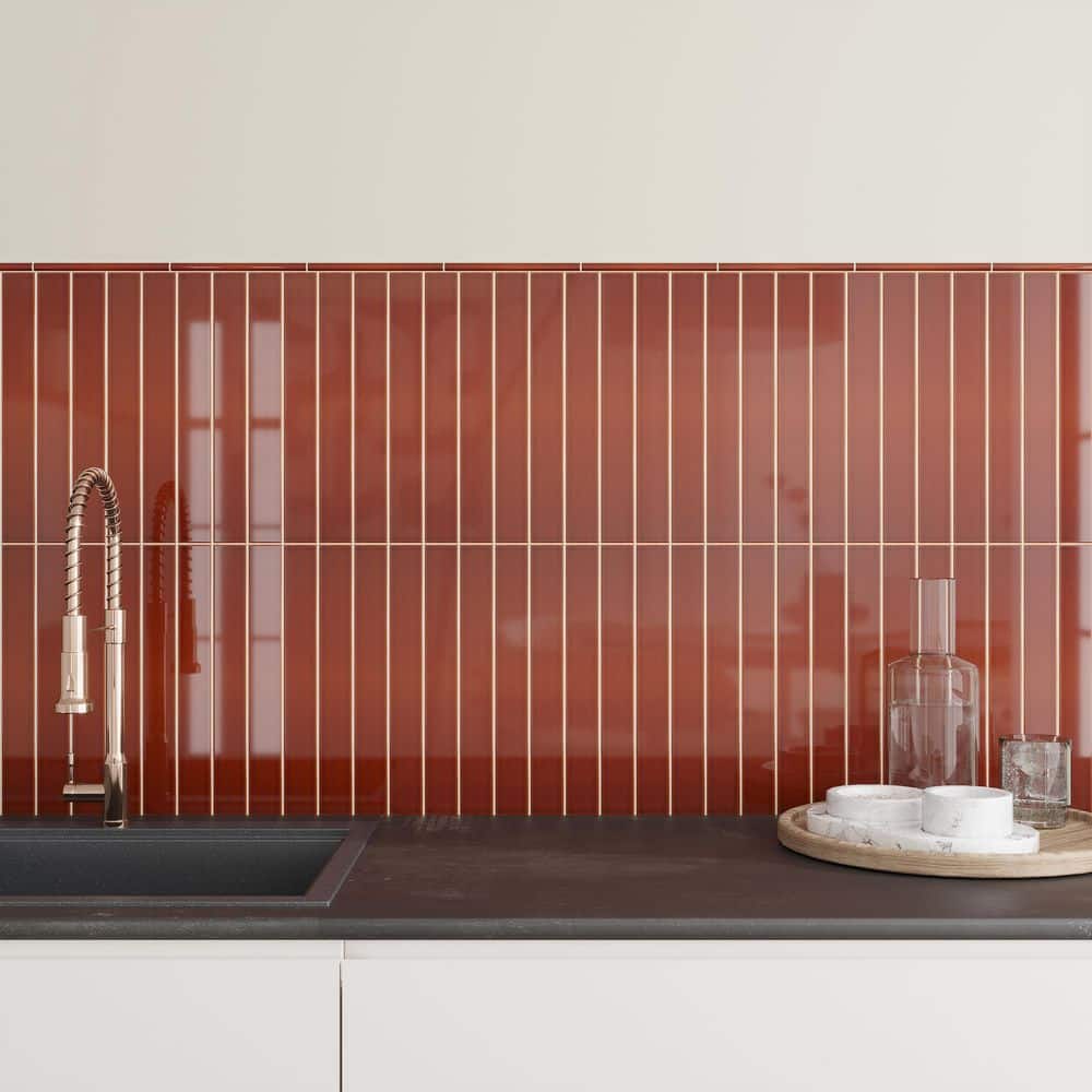 Horizonte 0.5 in. x 8 in. Glossy Caramel Ceramic Pencil Trim Wall Tile (0.27 sq. ft./Case)-10 Pack price history on PriceWatchPro