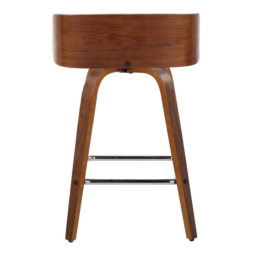 Dark Gray Bentwood Swivel Counter Stools with Chrome Footrest, Set of 2