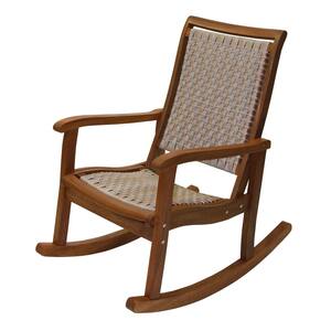 Outdoor Interiors Grey Wicker and Eucalyptus Outdoor Rocking Chair 21095RCG