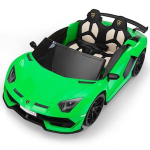 24-Volt Licensed Lamborghini 2 Seater Kids Ride On Car With Remote Control Electric Kids Drift Car Toy in Green