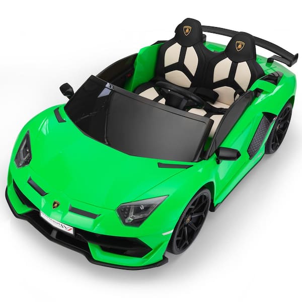 TOBBI 24-Volt Licensed Lamborghini 2 Seater Kids Ride On Car With Remote Control Electric Kids Drift Car Toy in Green