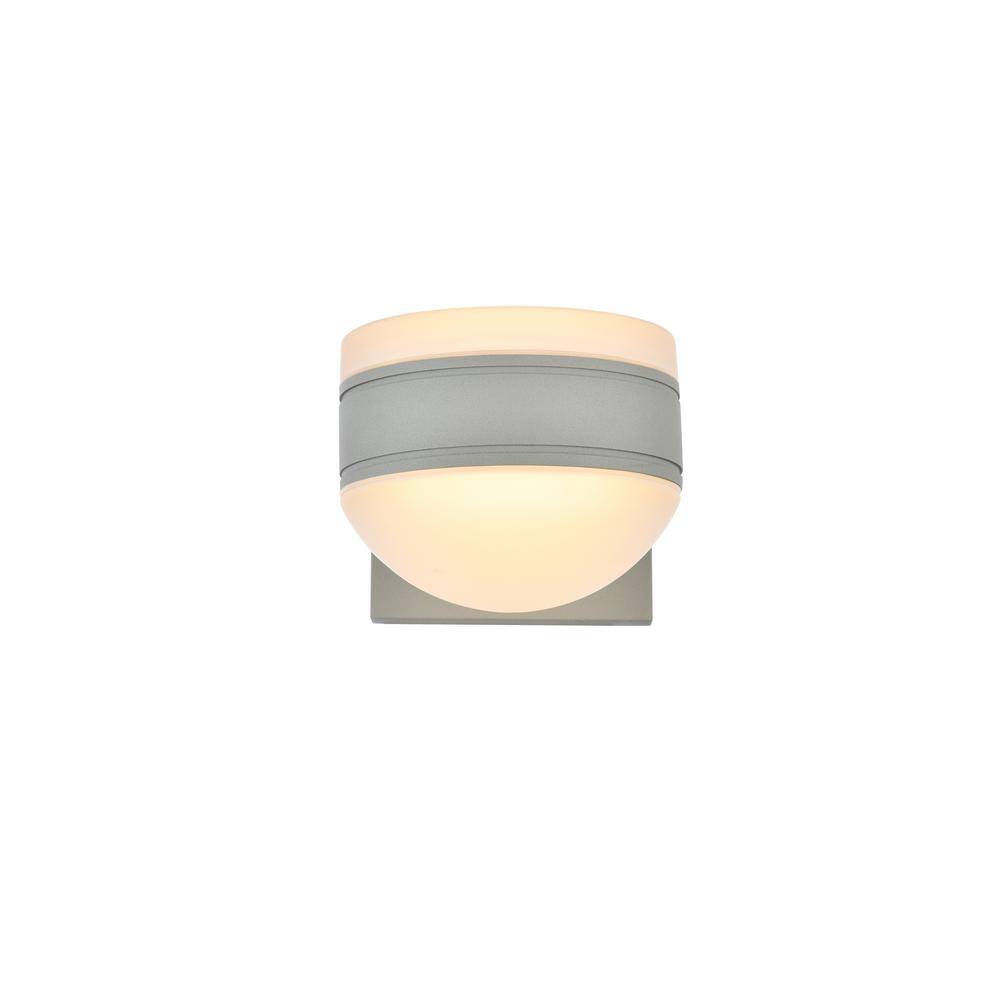 Timeless Home 1-Light Round Silver LED Outdoor Wall Sconce (5W x 5H x 