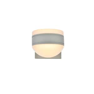 Timeless Home 1-Light Round Silver LED Outdoor Wall Sconce (5"W x 5"H x 6.75"E)