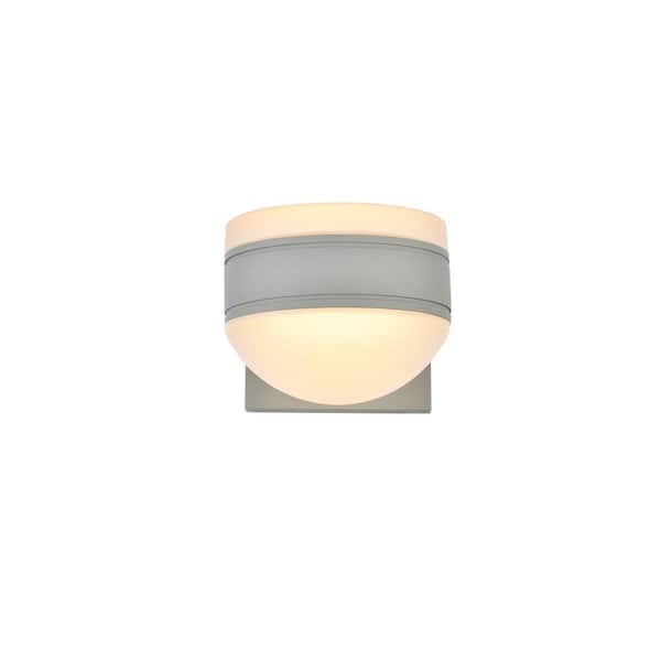 Unbranded Timeless Home 1-Light Round Silver LED Outdoor Wall Sconce (5"W x 5"H x 6.75"E)