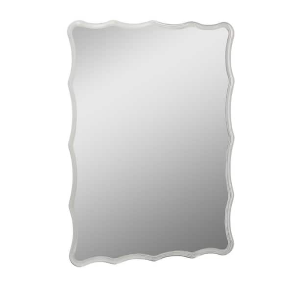24 in. W x 32 in. H Frameless Rectangular Bathroom Vanity Mirror in Silver