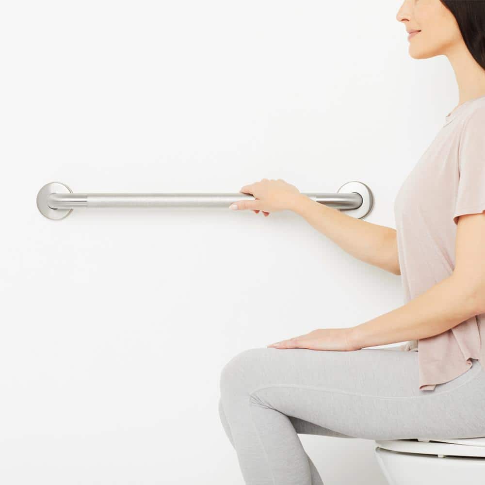 Signature Satin Stainless Steel 42" Grab Bar with Peened Grip