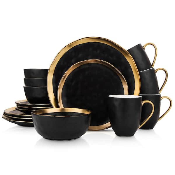 Luxury Design Palace black and gold dinnerware set - Bed Bath & Beyond -  17624943
