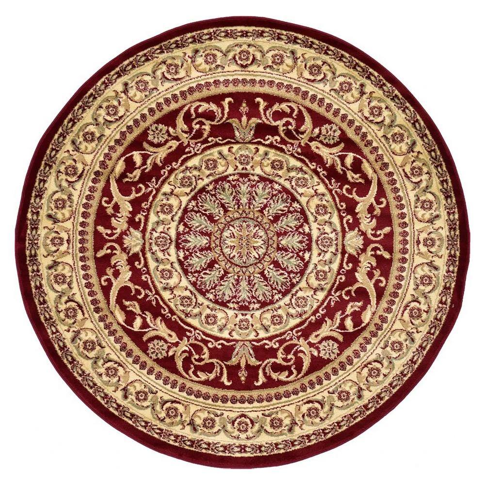 Red Polypropylene 6 ft. x 6 ft. Medallion Indoor Round Area Rug