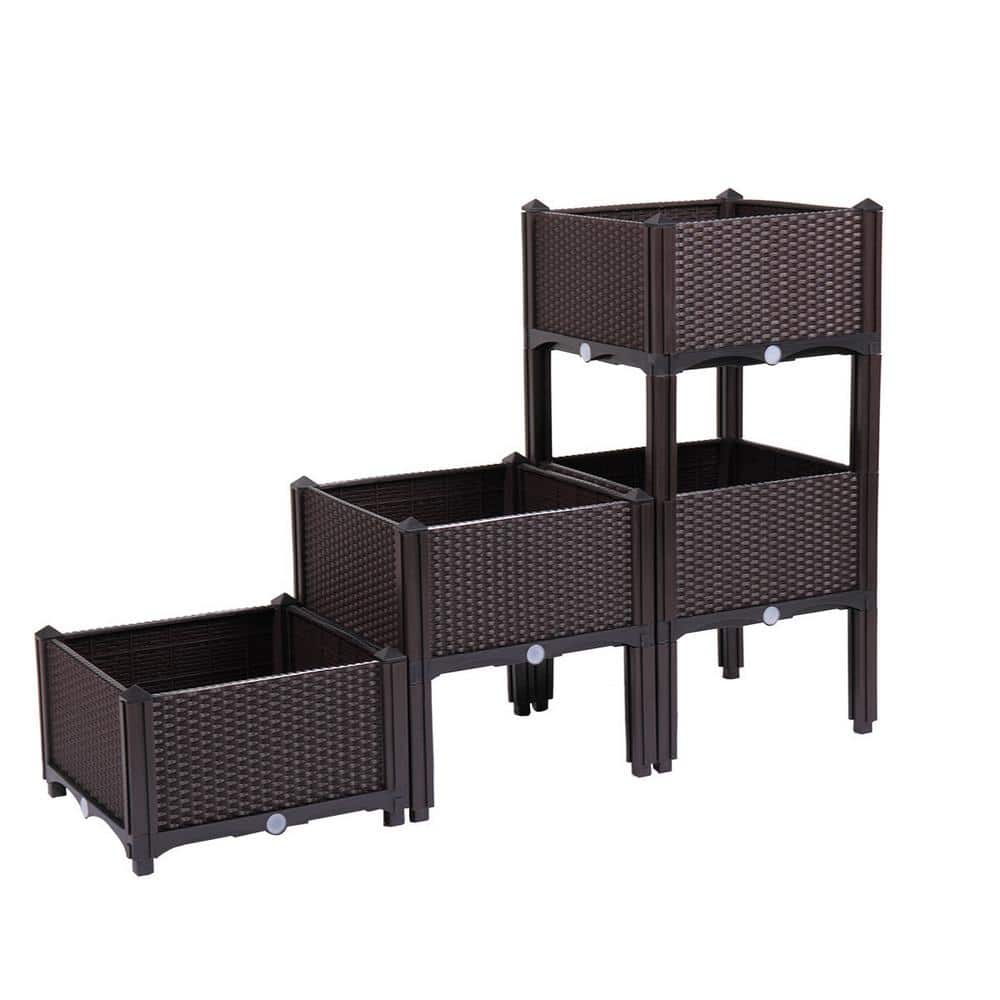 Cisvio Modern RattanStyle Plastic Raised Garden Bed Planter Kit for