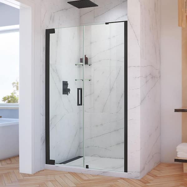 DreamLine Elegance-LS 57-3/4 in. to 59-3/4 in. W x 72 in. H Frameless Pivot Shower Door in Matte Black