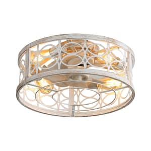 20 in. W Indoor Beige Cage Ceiling Fan with Light 4 Bulbs for Small Room, No Warranty on Bulb,Timed,Reversible,6 Speed