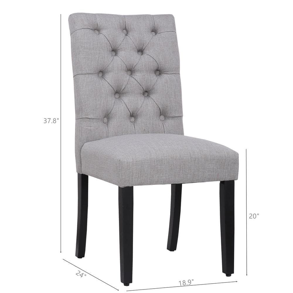 Gray Button Tufted Upholstered Armless Side Chair