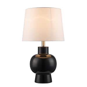 Althea 20.25 in. 1-Light Black Ceramic Table Lamp with White Linen Shade