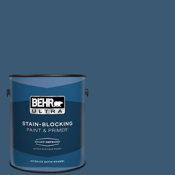 BEHR ULTRA 1 gal. #M500-6 Express Blue Extra Durable Satin Enamel Interior Paint & Primer