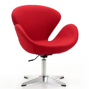 Raspberry Red and Polished Chrome Adjustable Swivel Arm Chair