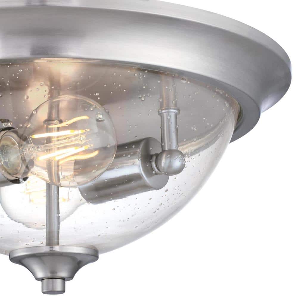 Basset 13" Contemporary Brushed Nickel & Clear Glass Ceiling Bowl