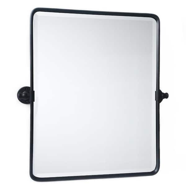 TEHOME Woodvale 19 in. W x 24 in. H Small Rectangular Metal Framed Wall Mounted Bathroom Vanity Mirror in Matt Black
