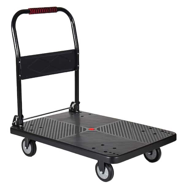 660 lb. Capacity Heavy-Duty Steel Platform Truck Dolly Flatbed Hand Cart with 5'' TPR 360-Degree Swivel Wheels