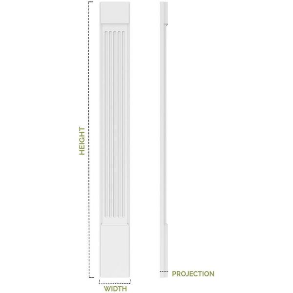 Ekena Millwork 2 in. x 9 in. x 90 in. 2-Equal Flat Panel PVC Pilaster Moulding with Decorative Capital and Base (Pair)