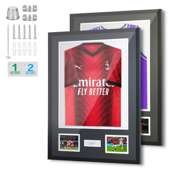 Jersey Frame Display Case, Black 23.6in. x 31.5in. Jersey Frame, Jersey Display Case, Wood, Photos&Signature (2-Pack)