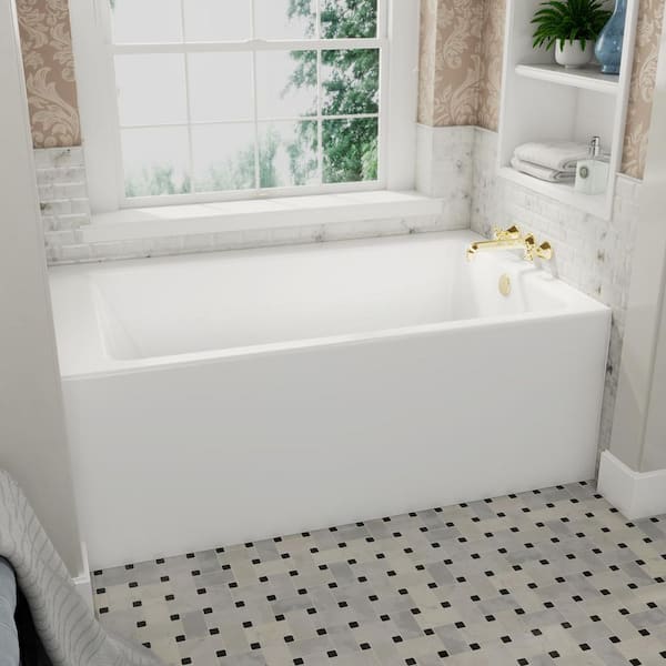 Prism 60 in. x 36 in. Acrylic Alcove Soaking Bathtub with Left-Hand Drain in White