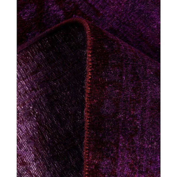 Overdyed Purple 3 ft. x 11 ft. Solid Wool Indoor Runner Rug