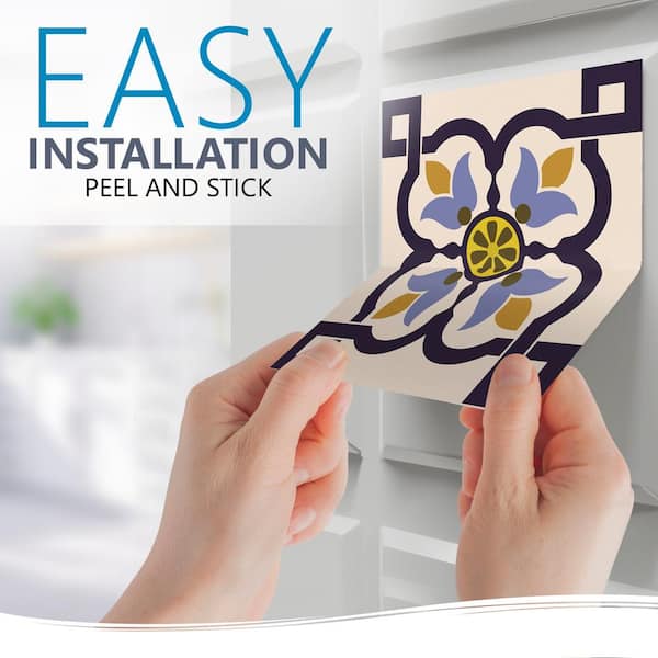 Floral C 5 in. x 5 in. Vinyl Peel and Stick Tile (24 Tiles, 4.17 sq.ft./Pack)