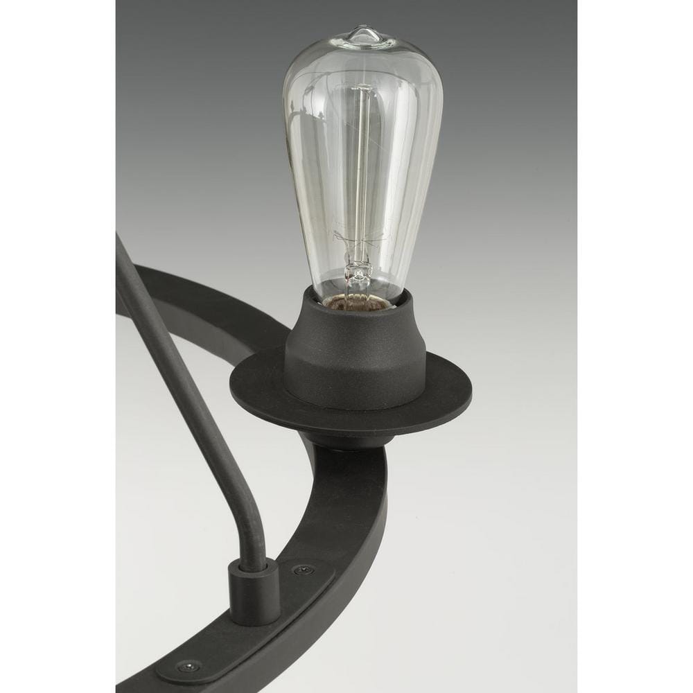 Graphite 36" Industrial 9-Light Steel Chandelier