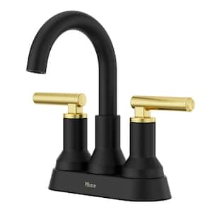 Capistrano 4 in. Centerset Double Handle Bathroom Faucet in Matte Black/Brushed Gold