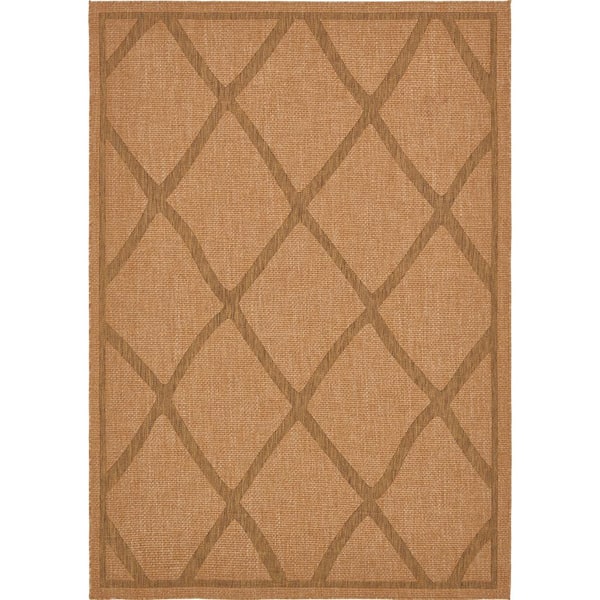 Unique Loom Outdoor Diamonds Light Brown 7' 0 x 10' 0 Area Rug