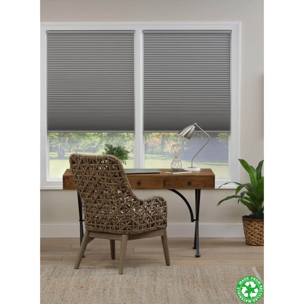 Perfect Lift Window Treatment Cut-to-Width Gray Cloud Cordless Blackout Eco Polyester Honeycomb Cellular Shade 64x84 QMLG640840 - The Home