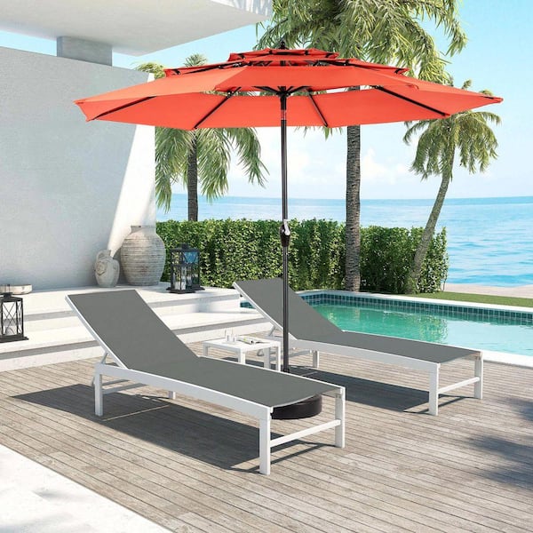 auto tilt patio umbrellas Tenleaf 10 ft. Aluminum 3 Tier Auto-tilt Patio Umbrella Market Table Pool  Deck Umbrella (Base Not Included) in Orange DJA-155