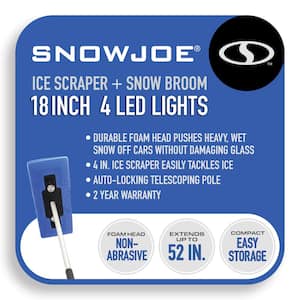 18 in. 4-in-1 Telescoping Snow Broom and Ice Scraper with Headlights