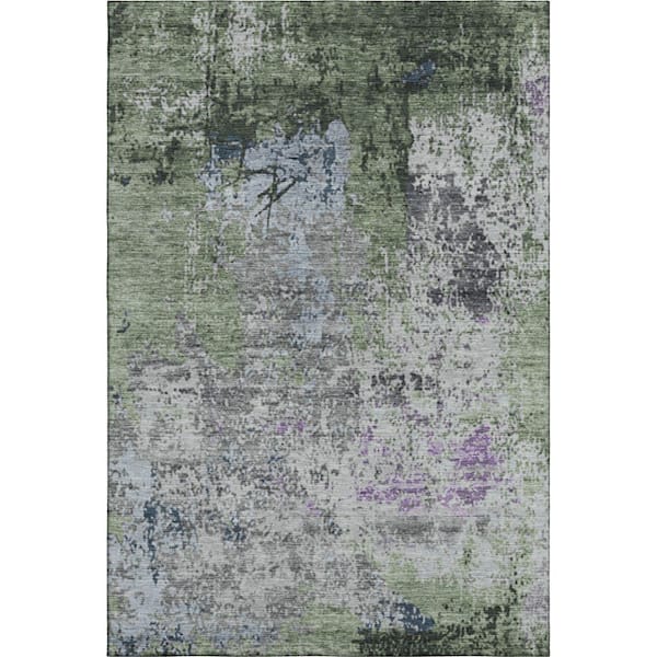 Mayfield Premium Machine Washable Abstract AMF1911 Fern 5 ft. x 7 ft. 6 in. Area Rug