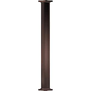 12' x 8" Endura-Aluminum Column, Round Shaft (Post Wrap Installation), Non-Tapered, Fluted, Textured Bronze