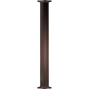 8' x 7-5/8" Endura-Aluminum Column, Round Shaft (Post Wrap Installation), Non-Tapered, Fluted, Textured Bronze