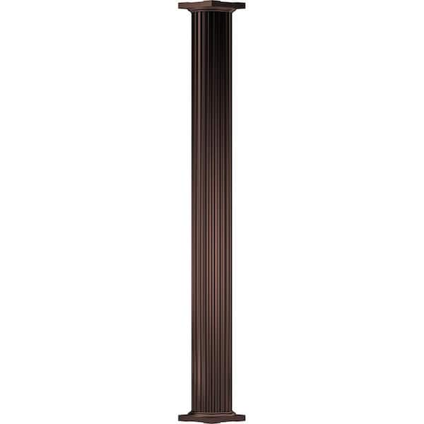 AFCO 8' x 10" Endura-Aluminum Column, Round Shaft (Load-Bearing 26,000 lbs), Non-Tapered, Fluted, Textured Bronze Finish