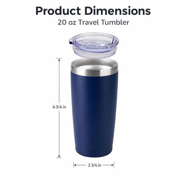 Numhew 20 oz. Navy Blue Stainless Steel Double-wall Vacuum