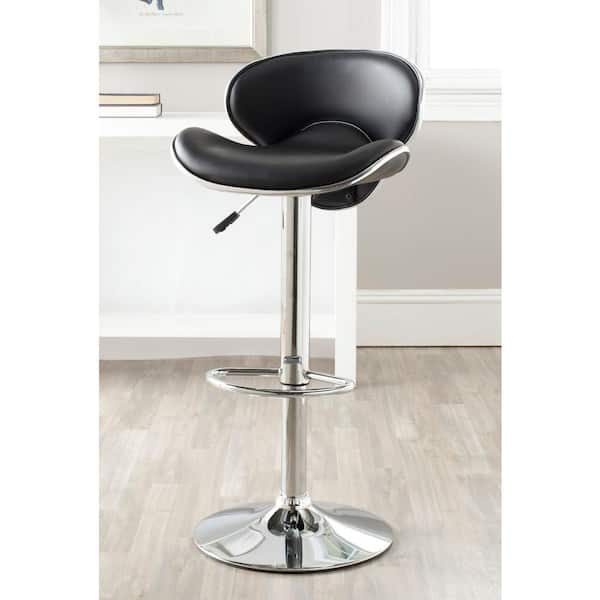 Shambi Black/Chrome Adjustable Height Swivel Cushioned Bar Stool