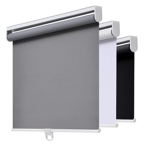 Cordless Blackout Roller Shade, Thermal Insulated, Easy Install, Polyester, Best for Kids, Gray, 35 in. W x 72 in. L