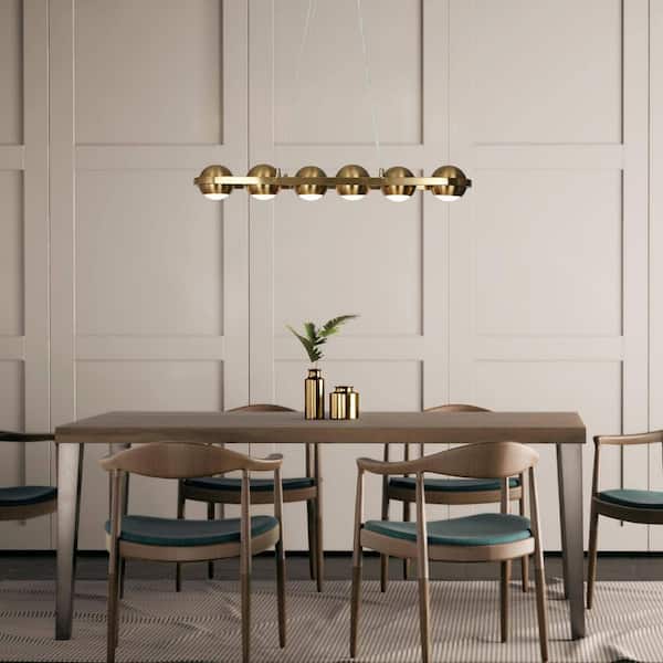 アクセサリー Independent Gold Apple Designed by HYDE Zevni Vintage 29.5 in. 6-Light Brass Gold Island Chandelier,3045K