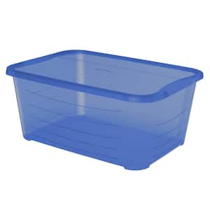5.5 Quart Rectangular Blue Plastic Storage Tote Container Box (24-Pack)