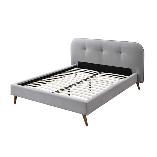 Acme Furniture Graves Gray Queen Bed with Button Tufted Headboard