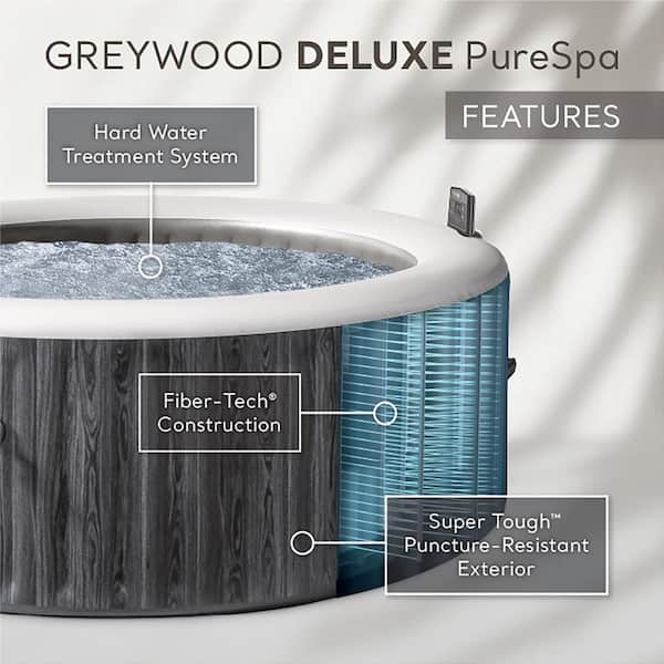 PureSpa Plus 6-Person, 170 Jets, Inflatable Round Hot Tub Spa Portable Spa