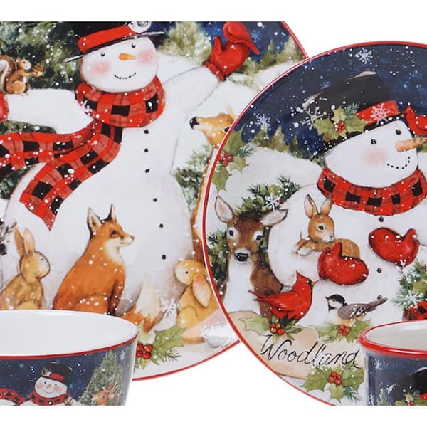   Christmas Magic 皿 Certified International Magic Of Christmas Snowman 16-Piece