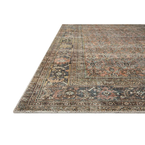 Adrian Terracotta/Multi 2'-6" x 9'-6" Oriental Printed Polyester Pile Runner Rug