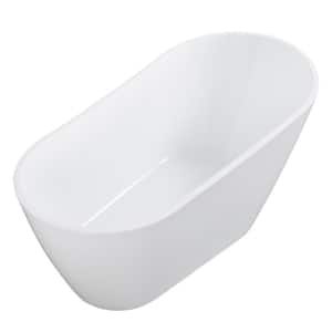 59 in. Acrylic Flatbottom Freestanding Non Whirlpool Soaking Bathtub in White