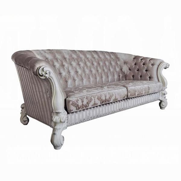 Kai 45 in. Straight Arm Fabric Rectangle Sofa in Ivory and White